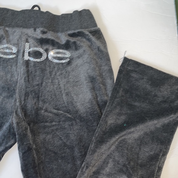 Bebe velour Grey rhinestone logo joggers XS, S - Picture 3 of 17